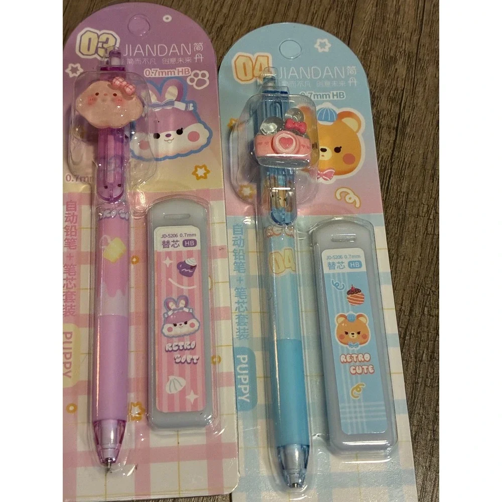 Jiandan Kawaii Mechanical Pencil Lead Set 0.7mm HB Pastel Bunny Bear 3pk